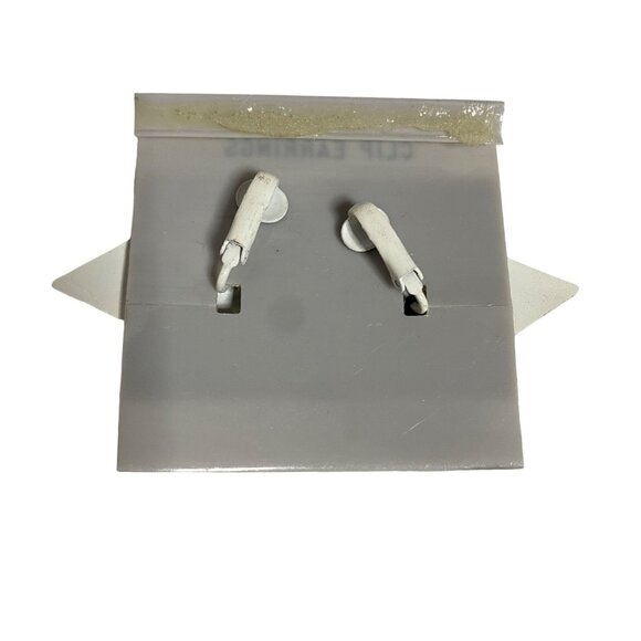 Vintage Triangle Clip On 80s 90s Mint White Dead Stock Earrings - Picture 2 of 3